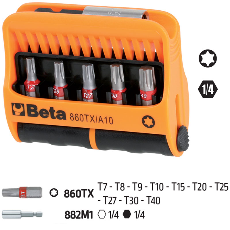 Κασετίνα+10 μύτες Torx 1/4"